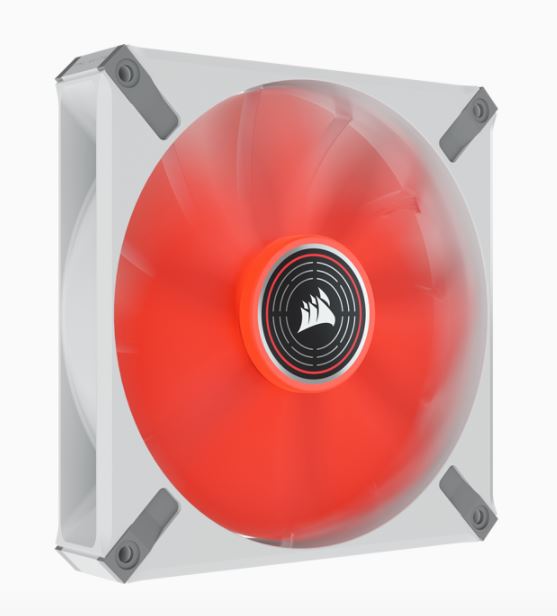 Corsair ML ELITE Series, ML140 LED ELITE WHITE, 140mm Magnetic Levitation Red LED Fan with AirGuide, Single Pack