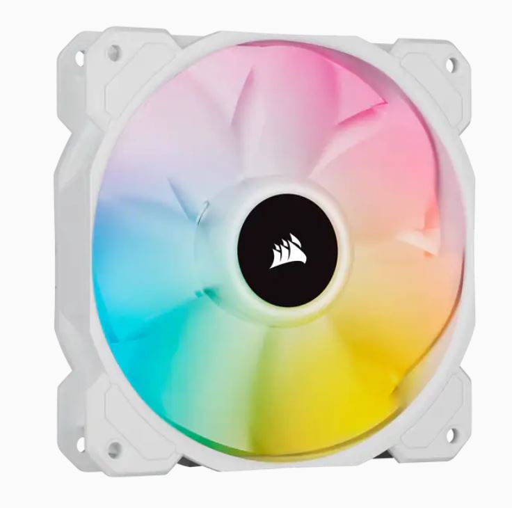 Corsair White SP120 RGB ELITE, 120mm RGB LED PWM Fan with AirGuide, Single Pack (LS