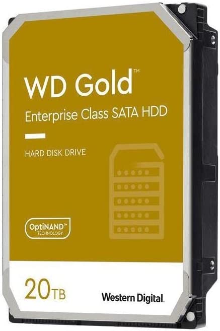 Western Digital 20TB WD Gold Enterprise Class SATA Internal Hard Drive HDD - 7200 RPM, SATA 6 Gb/s, 512 MB Cache, 3.5'- 5 Years Limited Warranty