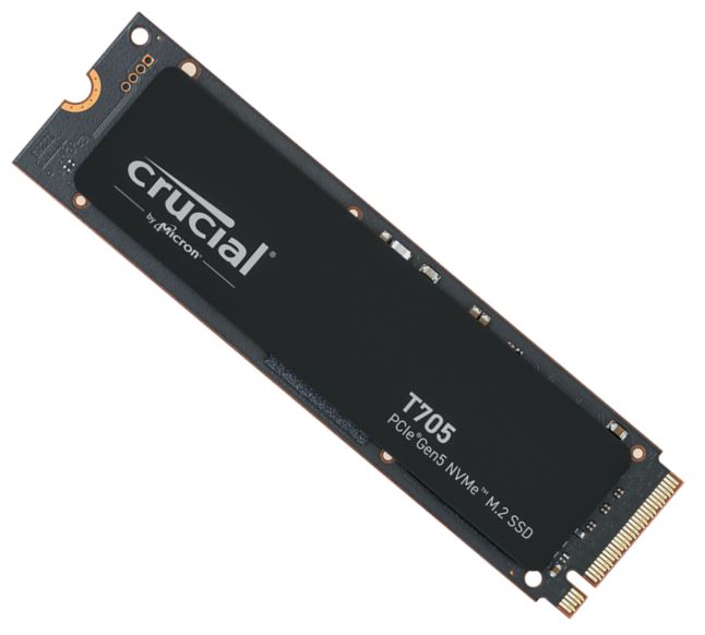 Crucial T705 4TB Gen5 NVMe SSD - 14100/12600 MB/s R/W 2400TBW 1500K IOPs 1.5M hrs MTTF DirectStorage for Intel 14th Gen & AMD Ryzen 7000