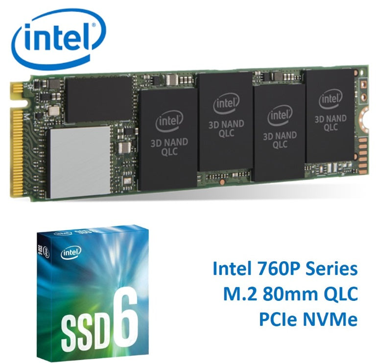 Gaming DesktopIntel 660P NVMe PCIe M.2 SSD 1TB 3D2 QLC 1800R/1800W MB/s 150K/220K IOPS 1.6M hrs MTBF Solid State Drive 5yrs Wty