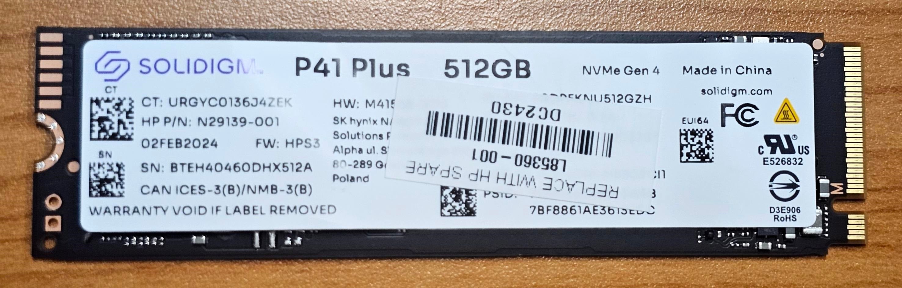 Gaming DesktopOEM 512GB Gen4 NVMe SSD 3500/1625MB/s R/W 200TBW 220K/300K IOPS 1.5M hrs MTTF M.2 2280 PCIe 4 1yr wty >500GB (not Crucial)