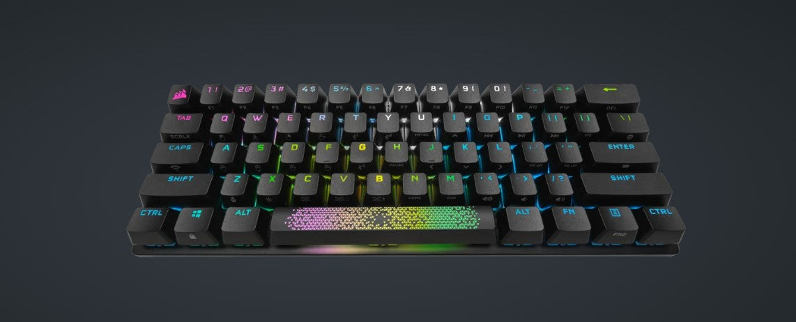 Corsair K70 PRO MINI WIRELESS RGB 60% CHERRY MX SPEED, Backlit RGB LED, , Black, Black PBT Keycaps Mechanical Gaming Keyboard