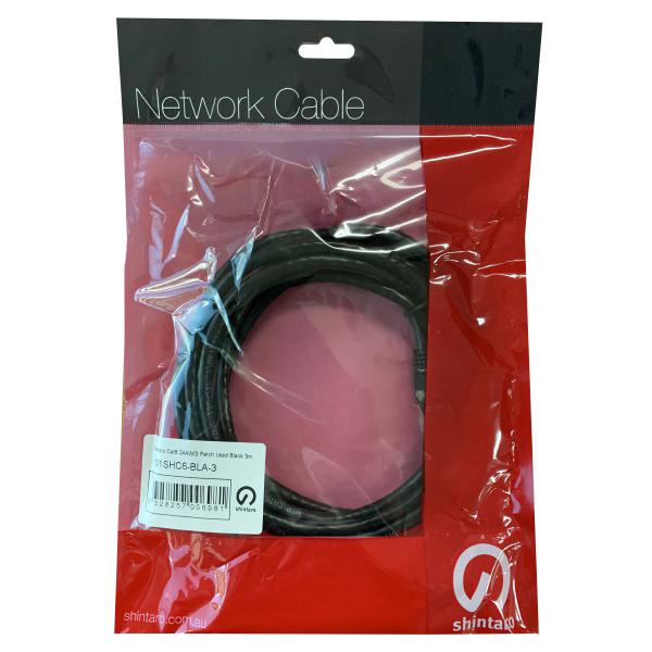 Gaming DesktopShintaro Cat6 24 AWG Patch Lead Black 2m - High Quality Ethernet Cable for Wired Networks