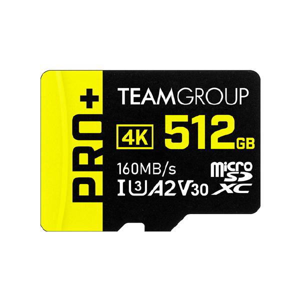 Team Group PRO+ MicroSDXC Memory Card 512GB, Read up to 160 MB/s; Write up to 110 MB/s for Nintendo-Switch, Steam Deck, ROG ALLY, Tablets