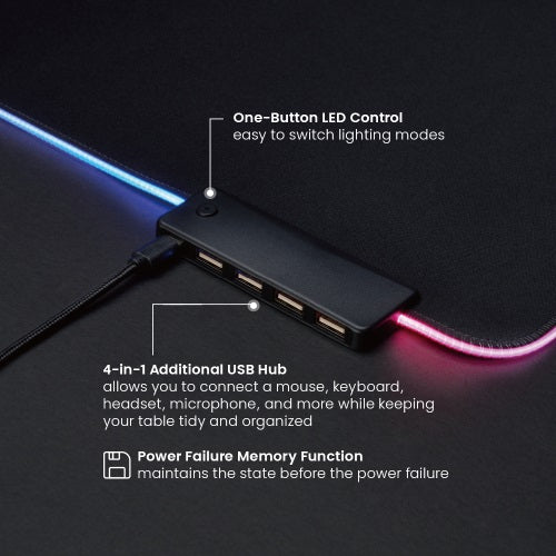 Brateck RGB GAMING MOUSE PAD WITH USB HUB