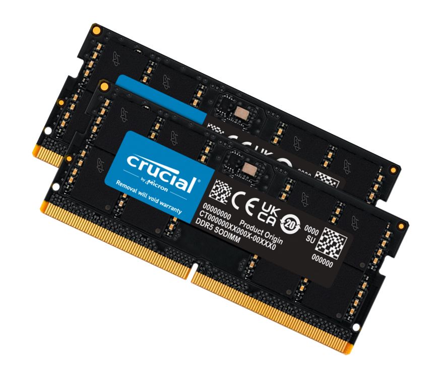 Crucial 32GB (2x16GB) DDR5 SODIMM 4800MHz C40 1.1V Notebook Laptop Memory ~CT2K16G56C46S5