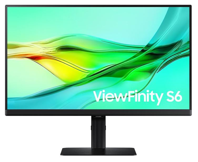 Samsung S6 ViewFinity 24' 100Hz QHD IPS Monitor 2560x1440 16:9 5ms 1000:1 Tilt Swivel Pivot Height VESA 2xDP1.4 HDMI USB LAN HDR10 350cd/m2