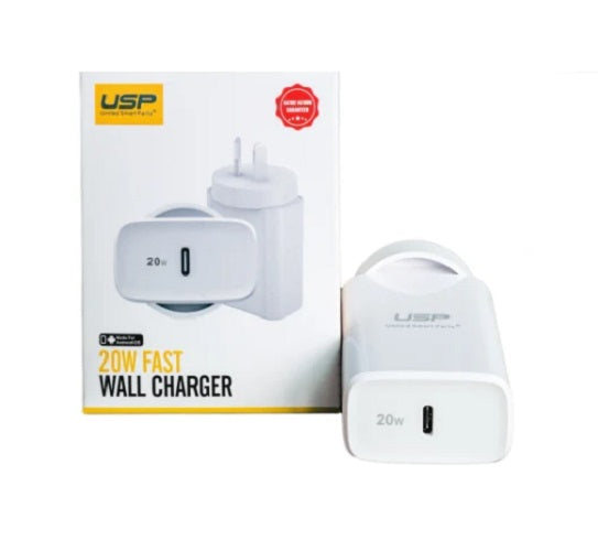 USP 20W USB-C PD Fast Wall Charger White