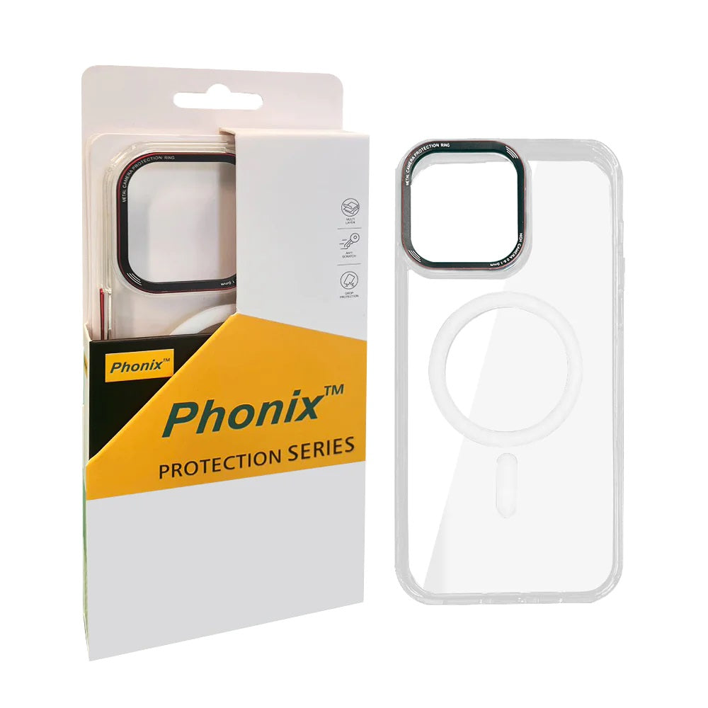 Phonix Apple iPhone 15 Pro Max (6.7') Clear Armor Hard MagSafe Case With Metal Mens Protection White- Rugged Protection, Shock Absorption, lightweigh