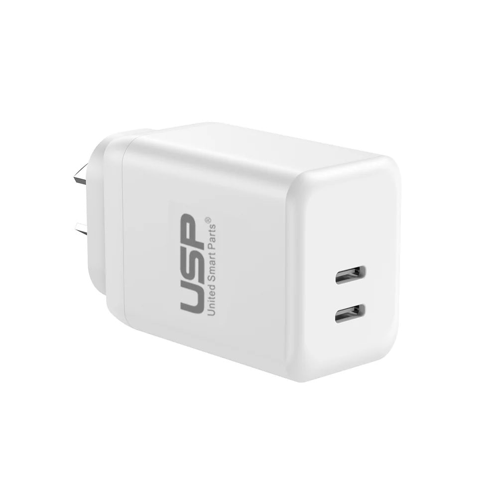 USP 45W Dual Ports USB-C PD GaN Wall Charger White