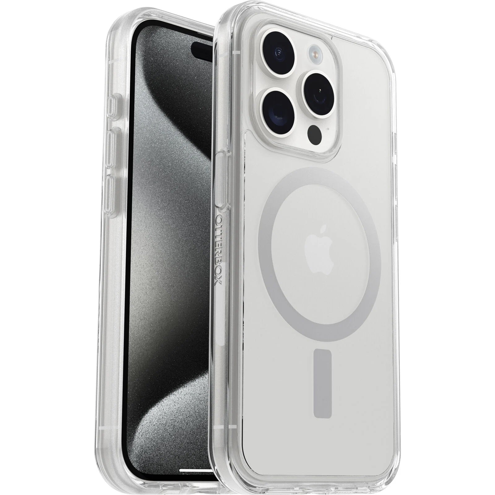 OtterBox Symmetry+ MagSafe Apple iPhone 15 Pro (6.1') Case Clear - (77-93026), Antimicrobial,DROP+ 3X Military Standard,Raised Edges