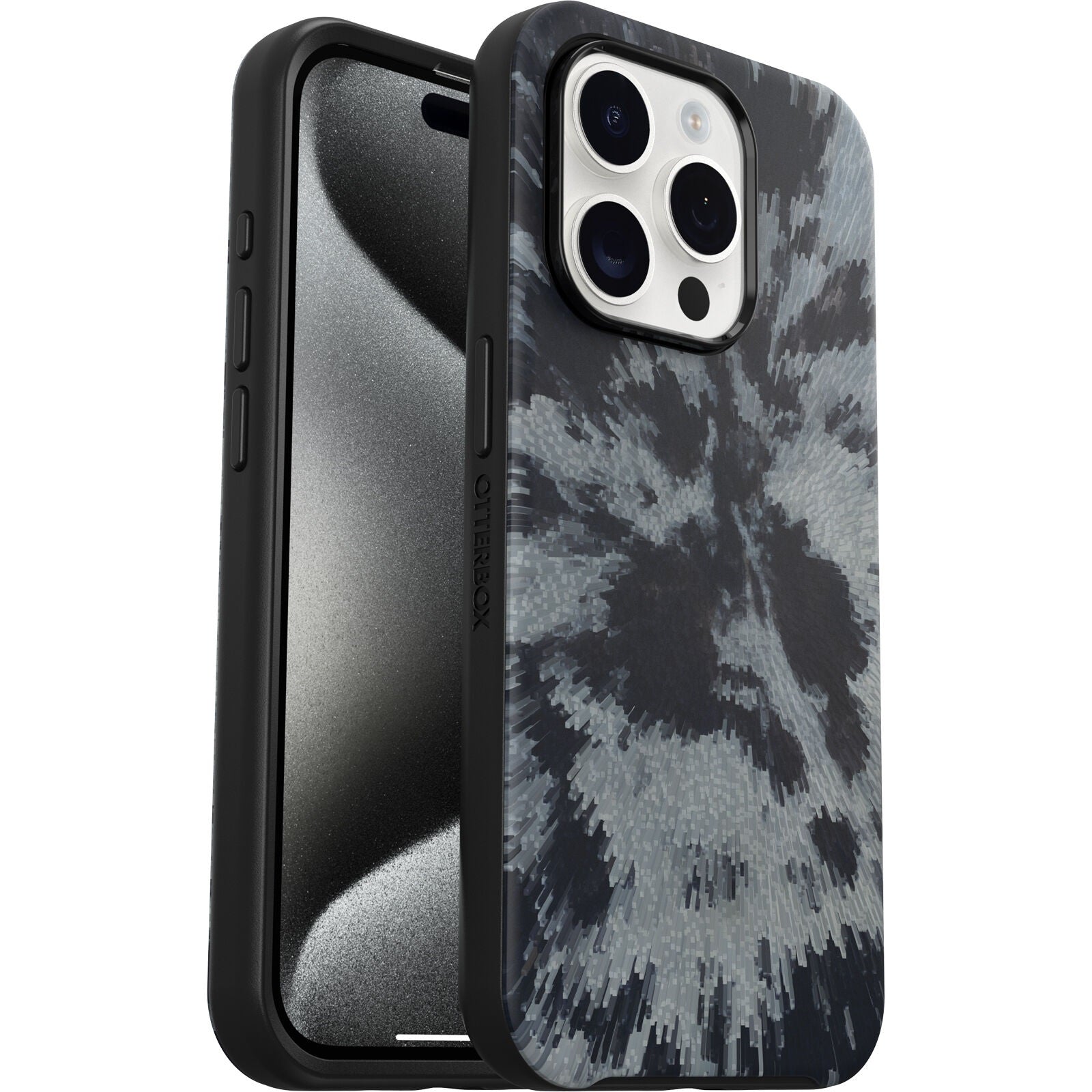 OtterBox Symmetry+ MagSafe Apple iPhone 15 Pro (6.1') Case Burnout Sky (Black) - (77-93361), Antimicrobial, DROP+ 3X Military Standard,Raised Edges