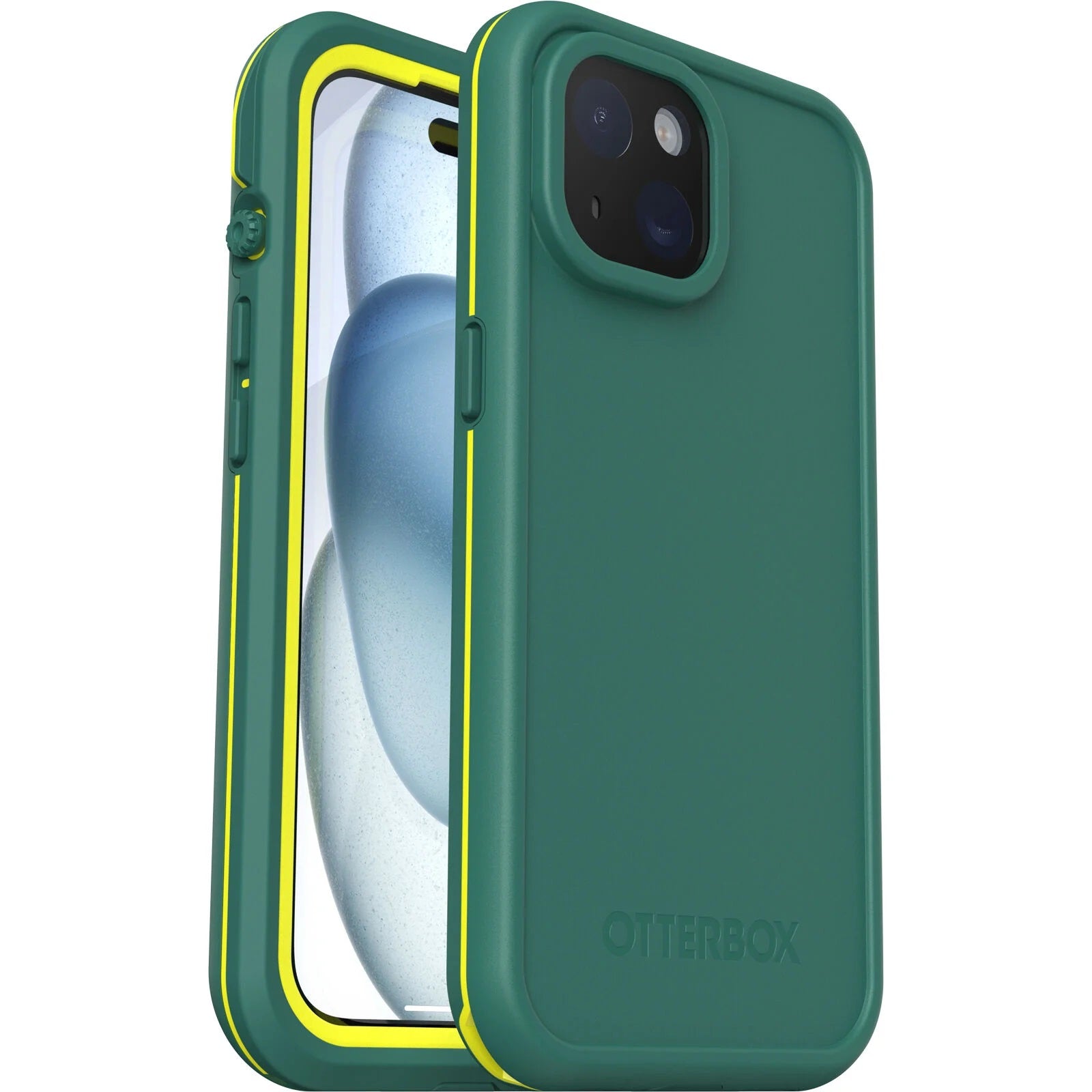 OtterBox FRE MagSafe Apple iPhone 15 (6.1') Case Pine (Green) - (77-93439), DROP+ 5X Military Standard,2M WaterProof,Built-In Screen Protector