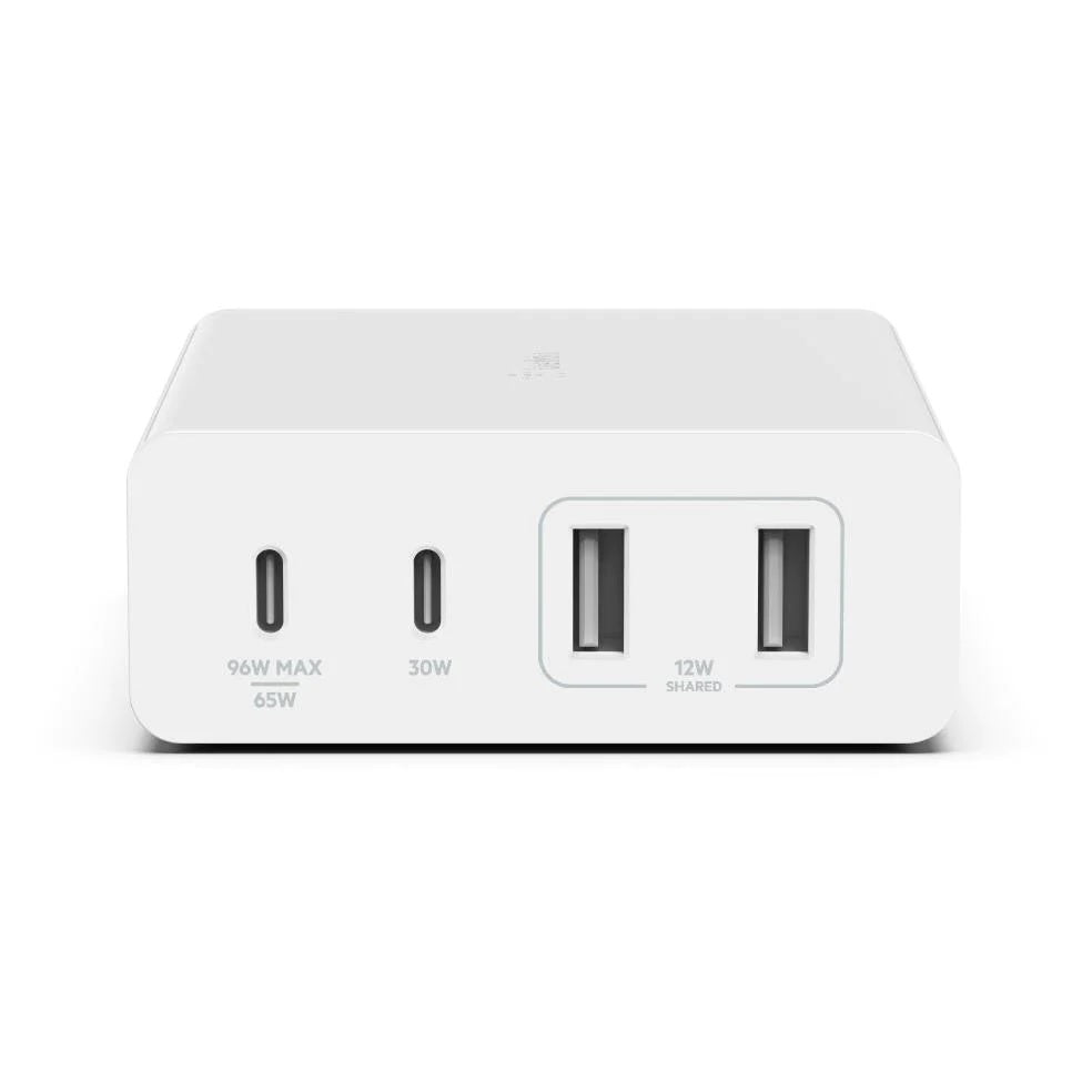 Belkin BoostCharge Pro 4-Port GaN Charger 108W - White(WCH010auWH), 2xUSB-C & 2xUSB-A,2M Cable,Intelligent and Fast Charger,Compact Laptop Charger,2YR