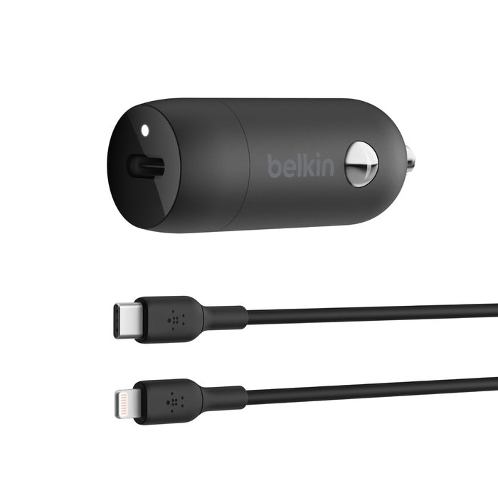 Belkin BoostCharge 30W USB-C PD Car Charger + USB-C to Lightning cable 1M - Black