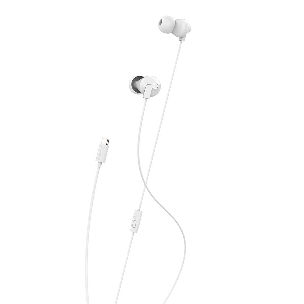 Cygnett Essentials USB-C Earphones - White (CY2868HEUSB), Cable length (1.1M), Built-in Microphone for Phone Calls, Control at Your Fingertips