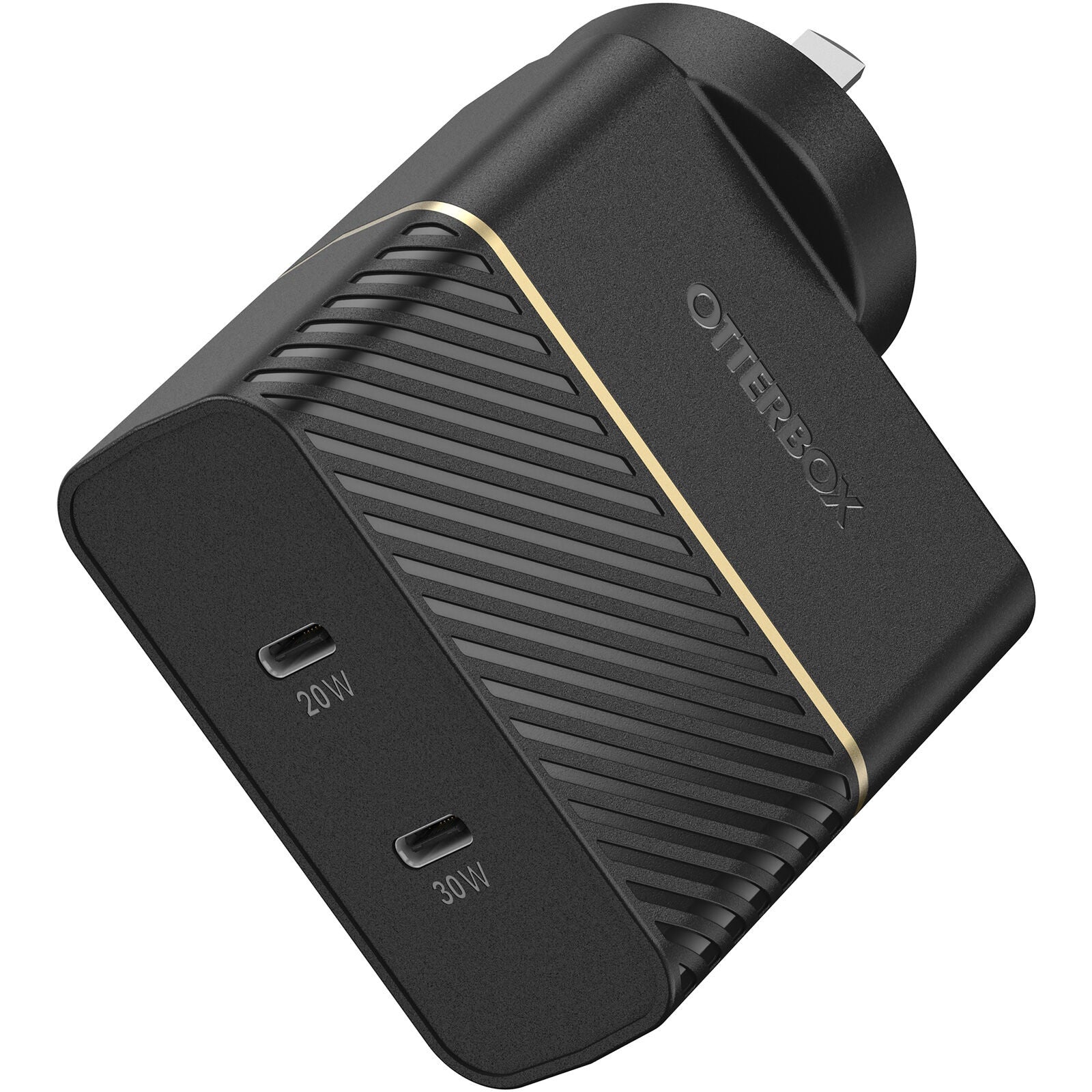 OtterBox 50W Dual Port USB-C Fast PD Wall Charger - Black (78-80354),2x USB-C (30W + 20W),Supports PPS,Compact,Safe,Ultra-Durable,Intelligent Charging