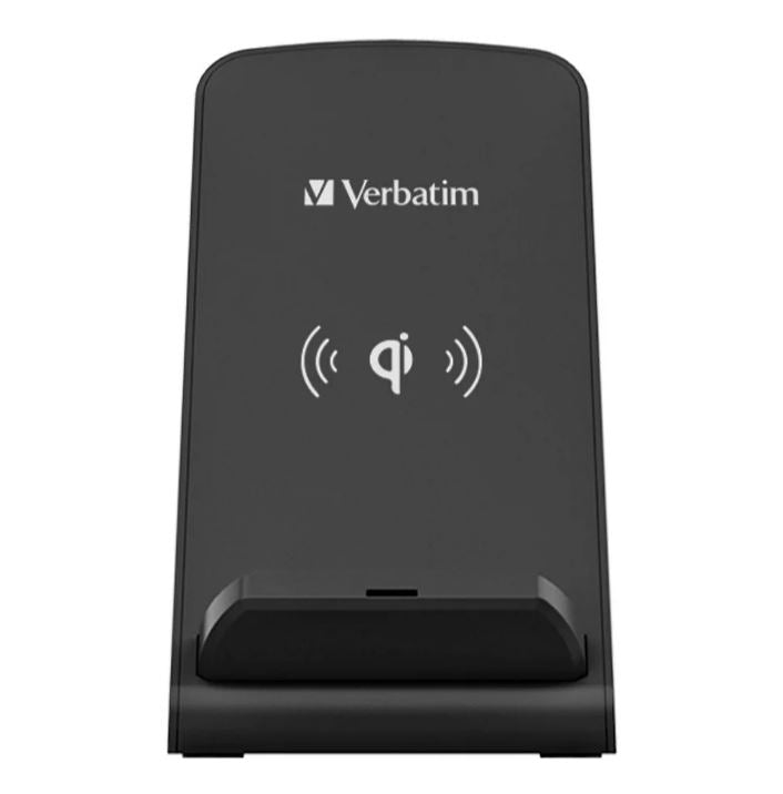 Verbatim Wireless Charging Stand 10W - Mobile Devices, Android, IOS, Apple, Samsung, Oppo, Nokia, Sony. Black, Qi Charge, OCP, FOD, OTP, OVP