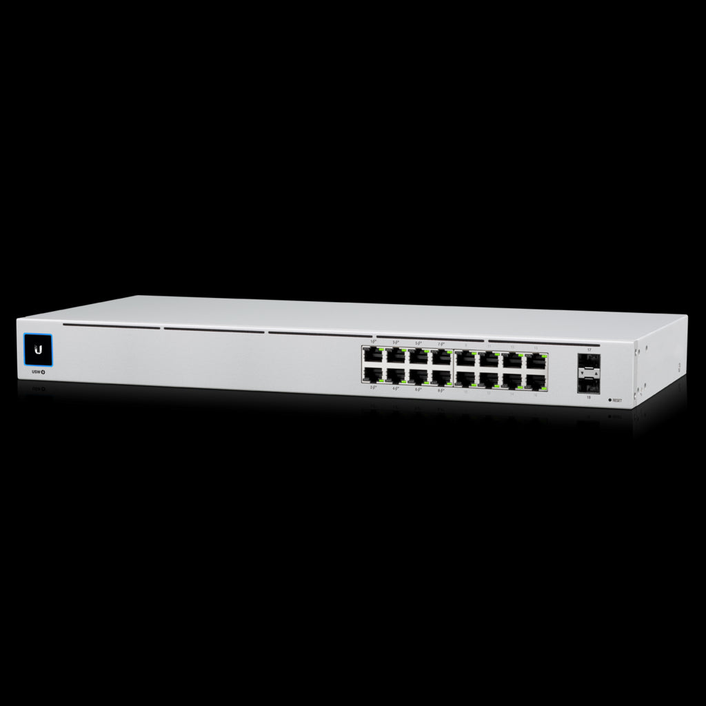 Ubiquiti UniFi 16-port Managed Gigabit Switch - 8x PoE+ Ports, 8x Gigabit Ethernet Ports, 2x SFP , 42W, Touch Display, Fanless , GEN2, 2Yr Warr