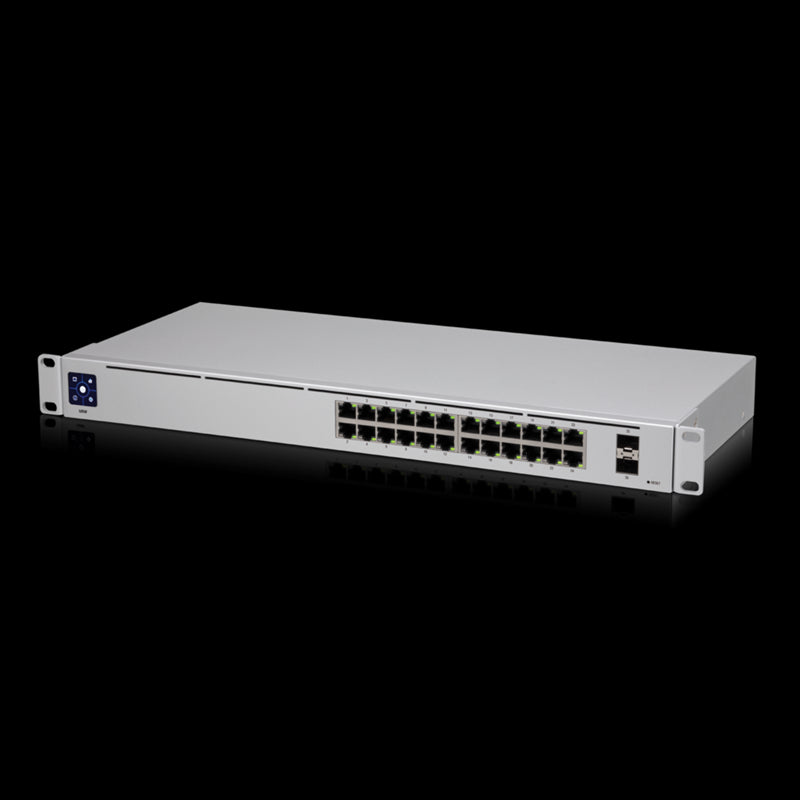 Ubiquiti UniFi 24 port Managed Gigabit Switch - 24x Gigabit Ethernet Ports, with 2xSFP - Touch Display - Fanless - GEN2, 2Yr Warr