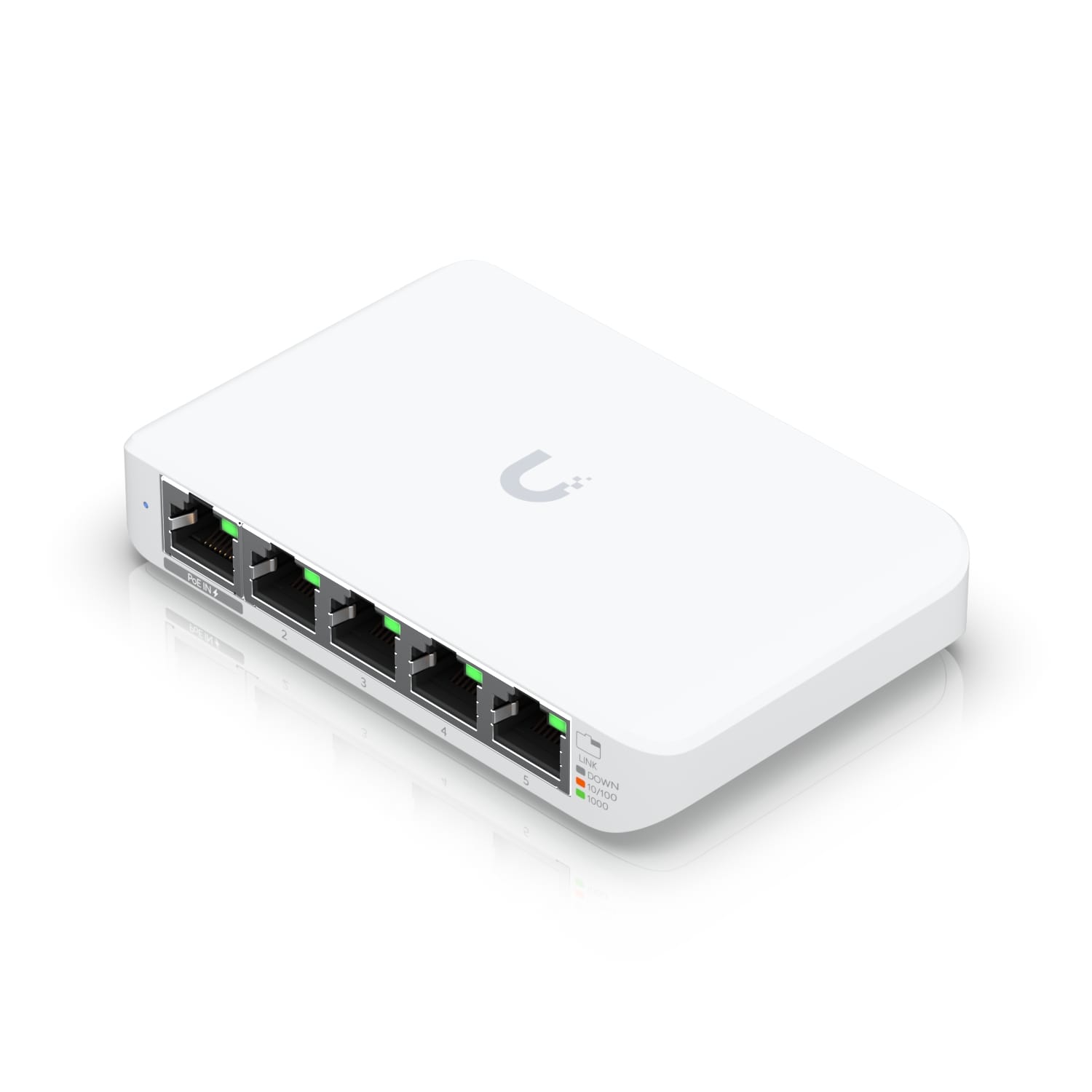 Ubiquiti USW Flex Mini, UniFi, Layer 2 Gigabit Switch, 5x GbE RJ45 Ports, Power Via PoE (802.3af) / USB Type-C 5V 1A, 2Yr Warr