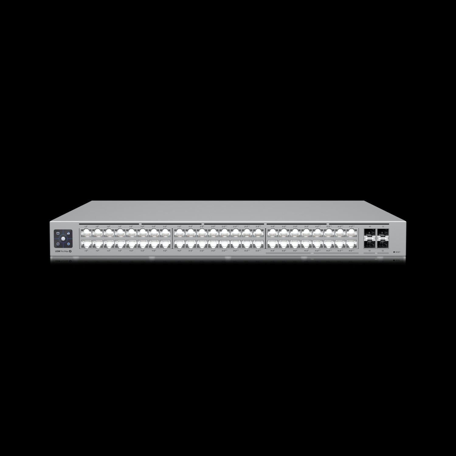 Ubiquiti UniFi Network, Switch, 48-Port,  POE 720W, (16) 2.5 GbE ports, 8 PoE+, 8 PoE++, (4) 10G SFP+ Ports,  Layer3,  Rack Mount, 2Yr Warr