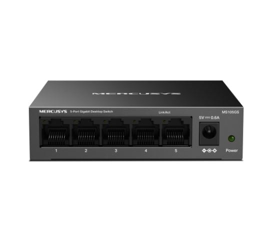 Mercusys MS105GS 5-Port Gigabit Desktop Switch, 5×10/100/1000 MbpsRJ45 port Supporting Auto-MDI/MDIX