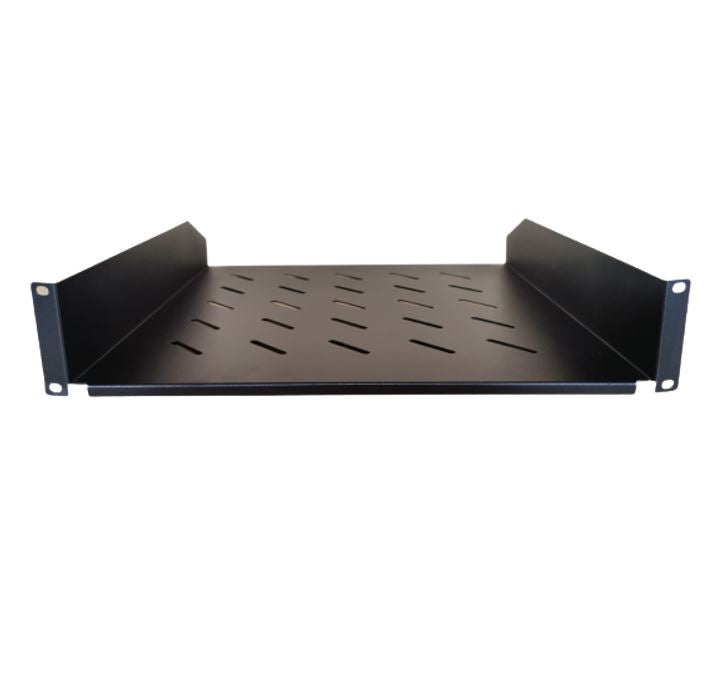 LDR Cantilever 2U Shelf, 452mm Depth, Ideal for 19' 1000mm Deep Cabinets - Black Metal Construction