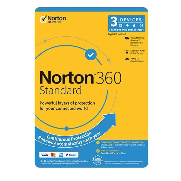 Norton 360 Standard 10GB AU 1 User 3 Devices ,12 Months, Digital Key via Email