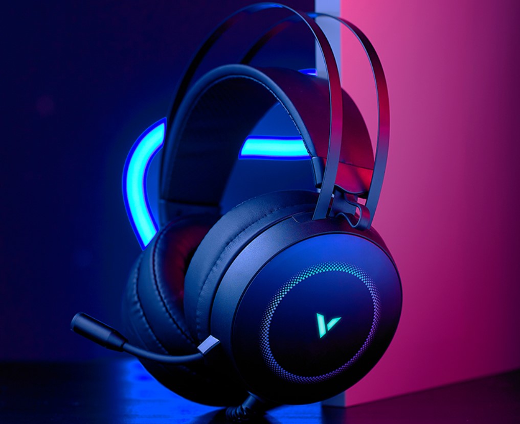 RAPOO VH160 Gaming Headset 7.1 Surround Sound Stereo Headphone USB Microphone Breathing RGB LED Lightweight, PC Gaming