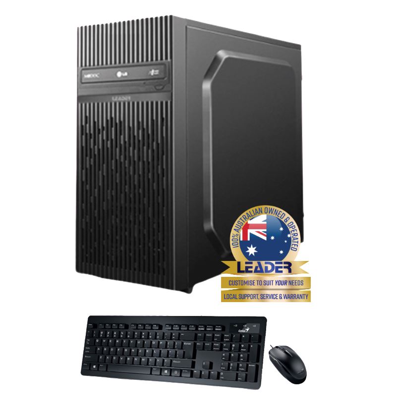 Leader Visionary 3230 Desktop, Intel i3-12100 CPU, 8GB DDR4, 250GB M.2 NVMe SSD, DVD-RW, 450W PSU, H610 Chipset, Windows 11 Home, 1 Year Warranty