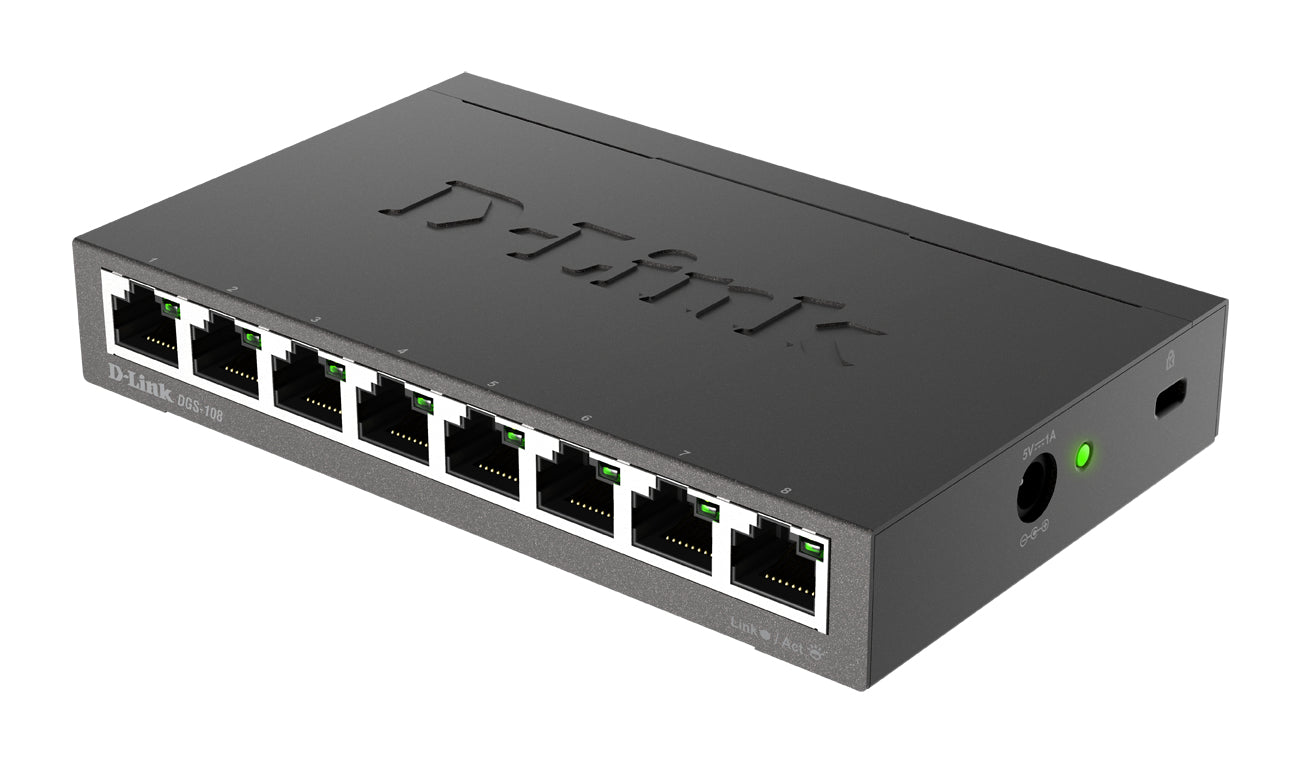 D-Link DGS-108 network switch Unmanaged L2 Gigabit Ethernet (10/100/1000) Black