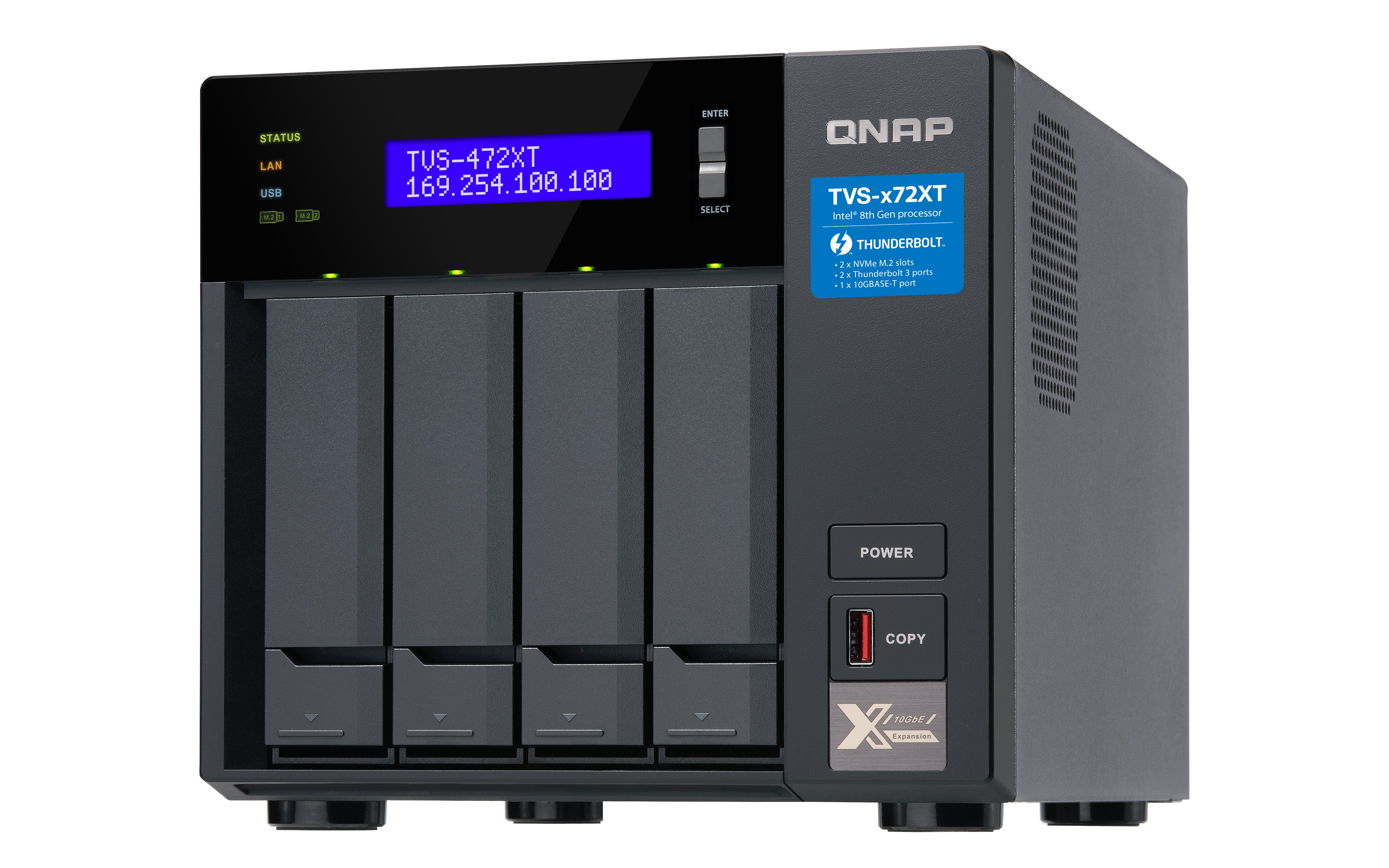 QNAP TVS-472XT NAS Tower Intel® Pentium® 4 GB DDR4 QNAP QTS Black