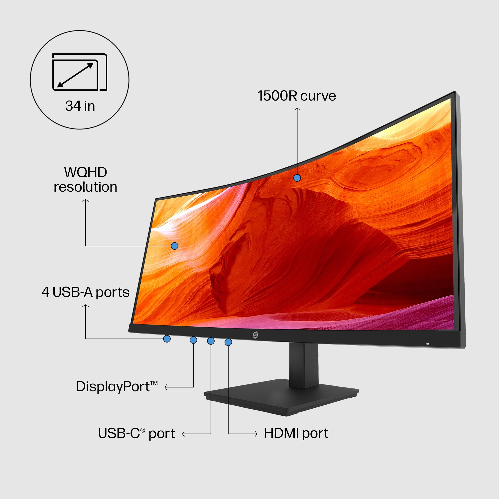 HP P34hc G4 WQHD USB-C Curved Monitor