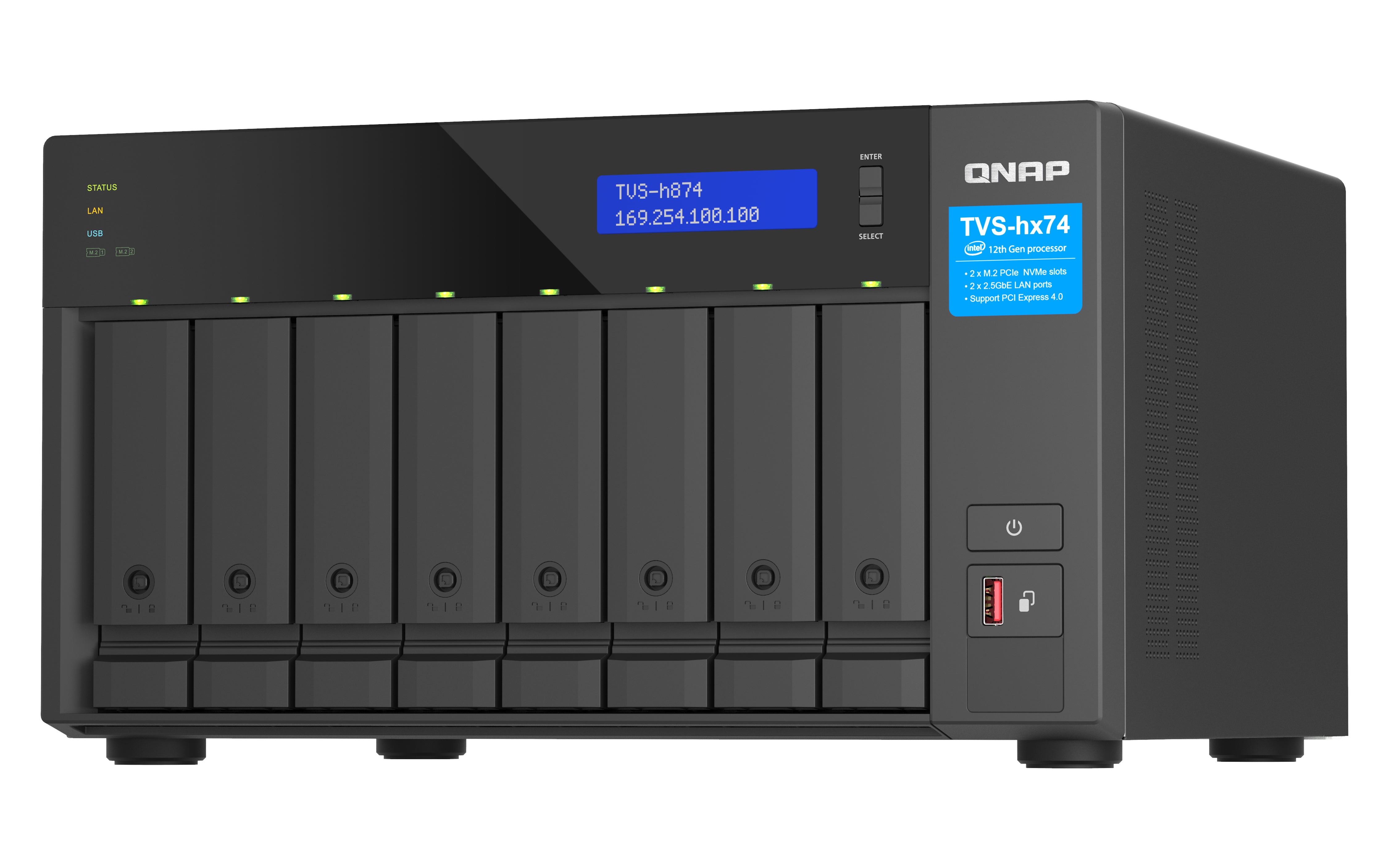 QNAP TVS-h874 NAS Tower Intel® Core™ i5 i5-12400 32 GB DDR4 QuTS hero Black