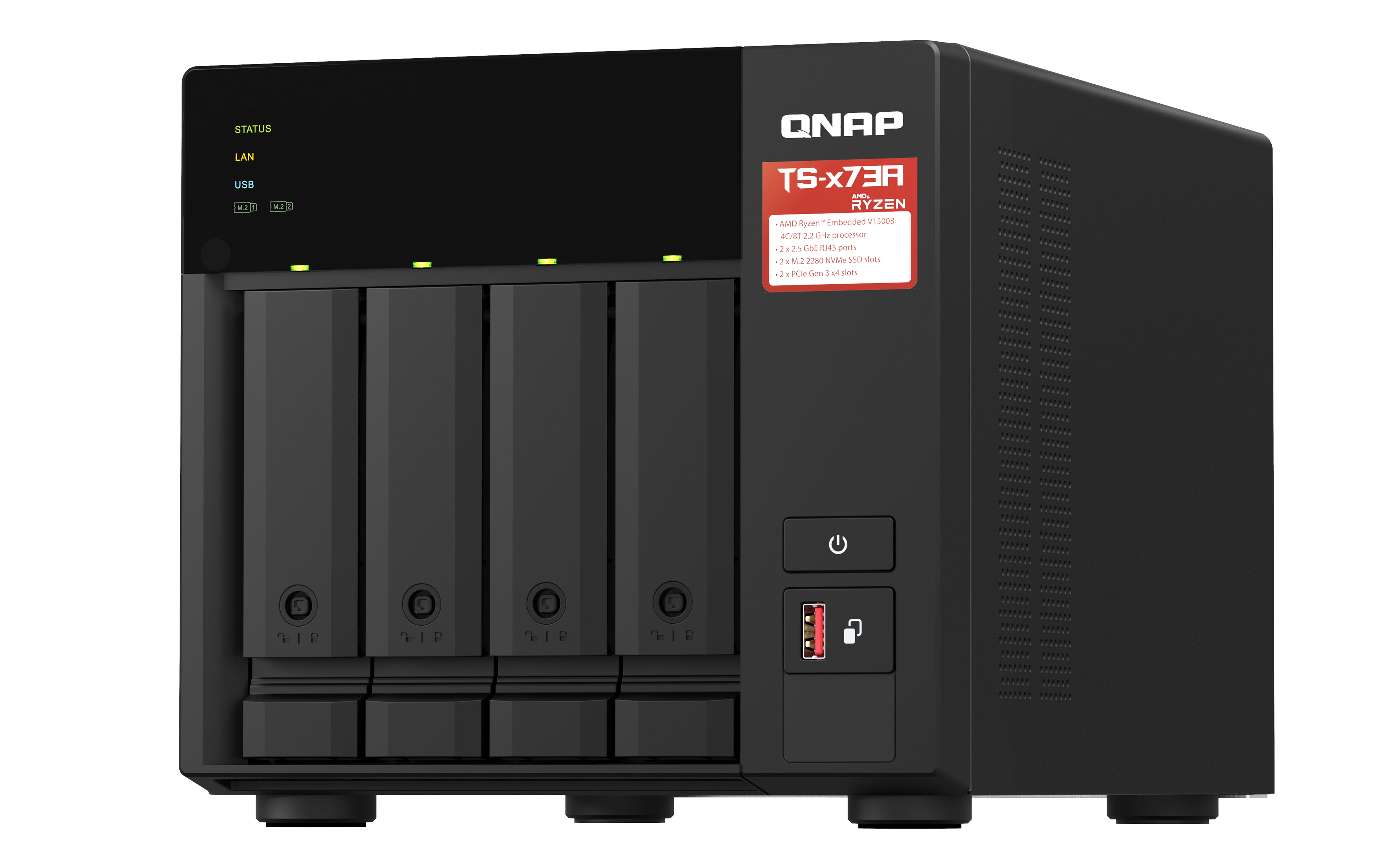 QNAP TS-473A NAS Tower Ryzen Embedded V1500B 8 GB DDR4 QNAP Turbo System Black