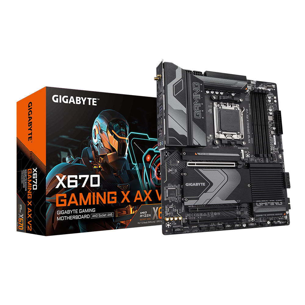 GIGABYTE X670 GAMING X AX V2 Motherboard - Supports AMD Ryzen 7000 CPUs, 16+2+2 phases VRM, up to 8000MHz DDR5 (OC), 4xPCIe 4.0 M.2, Wi-Fi 6E, 2.5GbE LAN, USB 3.2 Gen 2