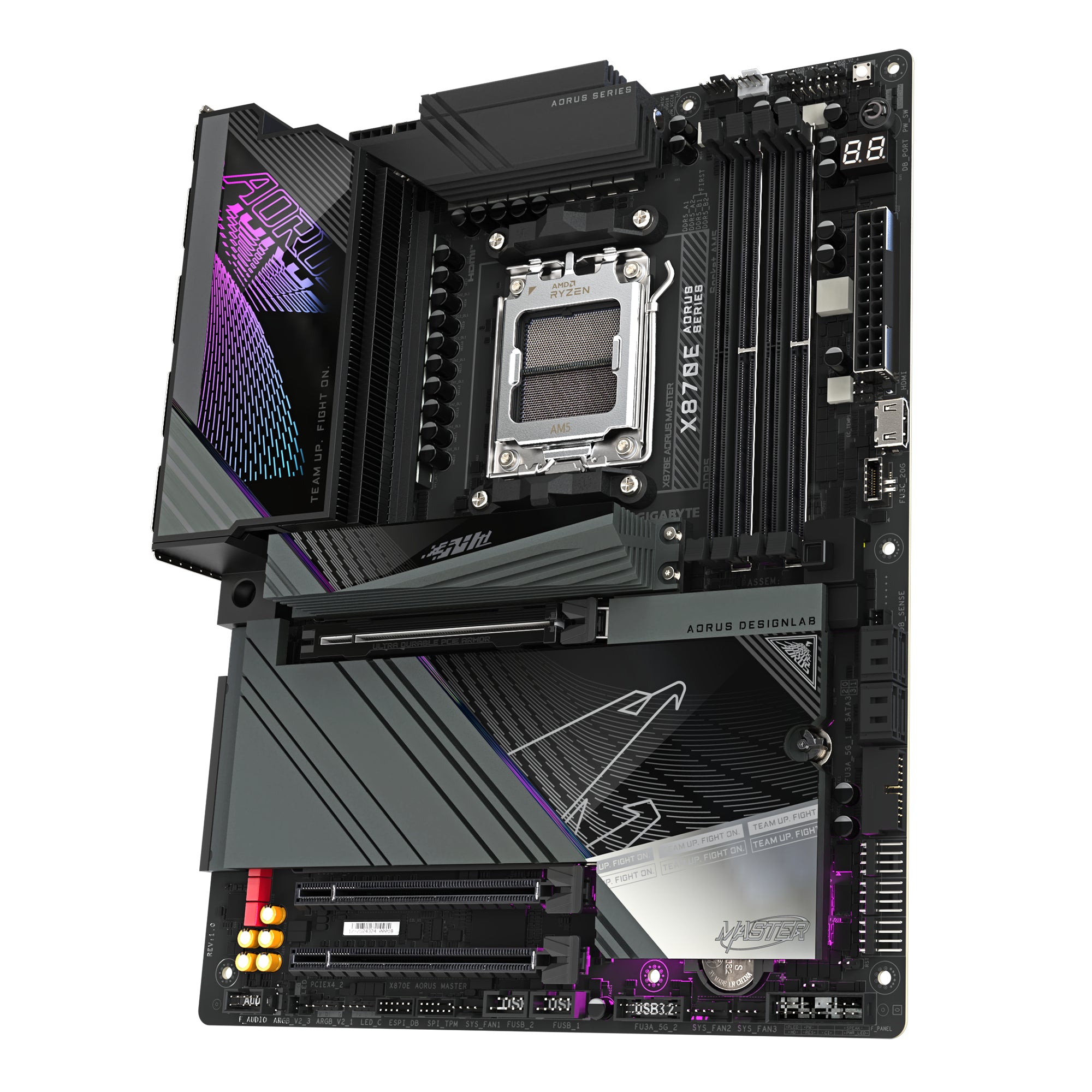 Gigabyte X870E AORUS MASTER AMD AM5 ATX Motherboard 4x DDR5~256GB,3x PCIe x16, 4x M.2, 4x SATA 6, 8x USB 3.2, 2x USB2.0, 2x USB-C,