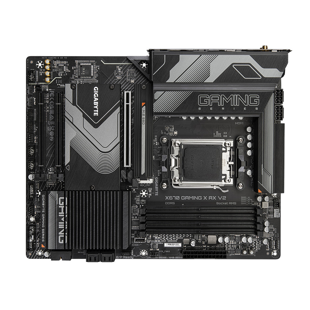 GIGABYTE X670 GAMING X AX V2 Motherboard - Supports AMD Ryzen 7000 CPUs, 16+2+2 phases VRM, up to 8000MHz DDR5 (OC), 4xPCIe 4.0 M.2, Wi-Fi 6E, 2.5GbE LAN, USB 3.2 Gen 2