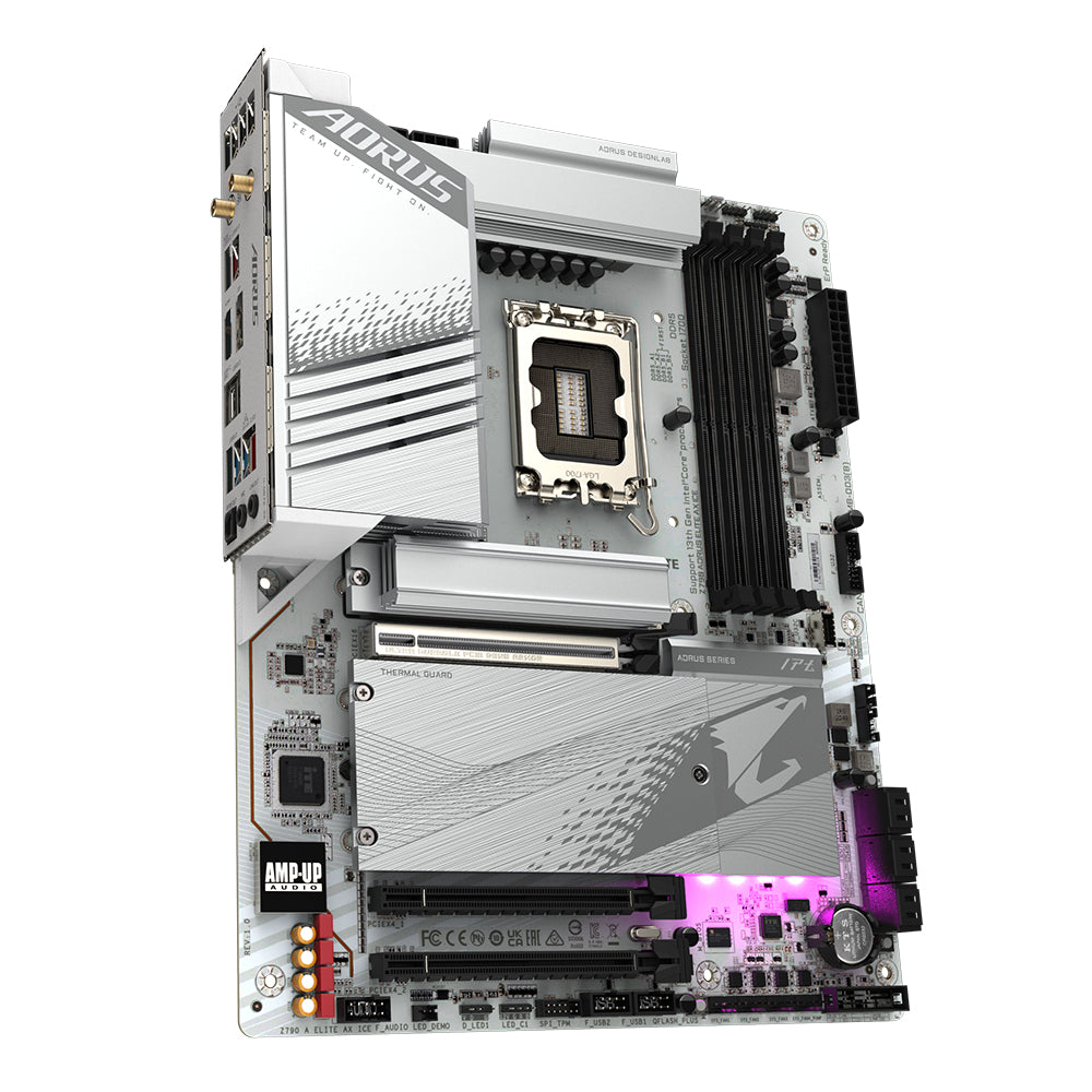 GIGABYTE Z790 AORUS ELITE AX ICE Motherboard - Supports Intel Core 13th CPUs, 16+1+2 Phases Digital VRM, up to 7600MHz DDR5, 4xPCIe 4.0 M.2, Wi-Fi 6E, 2.5GbE LAN , USB 3.2 Gen 2